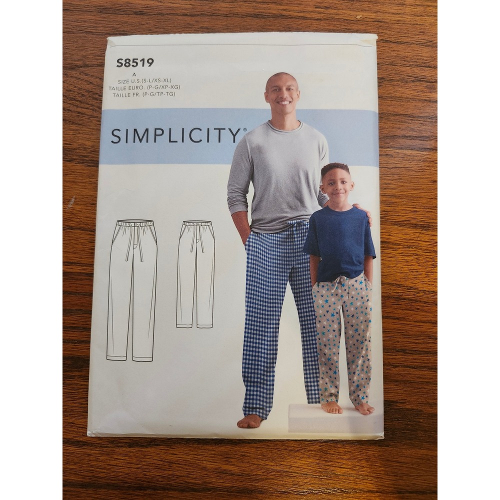 Simplicity S8519 Boys and Mens Slim Fit Lounge Pants Sewing Pattern Size S-XL